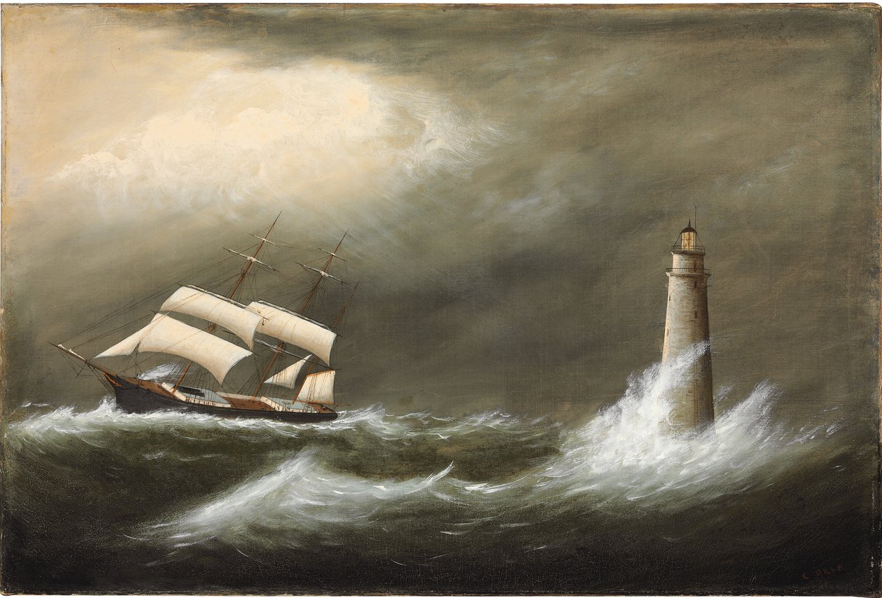 Skibe, der passerer Minots lys af Clement Drew