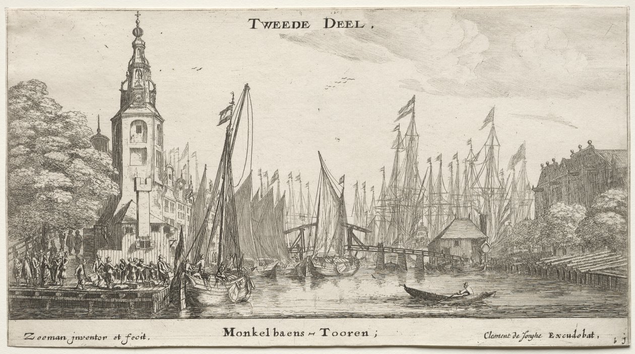 Forskellige skibe og udsigter over Amsterdam (Verscheÿde Ships and Gesichten van Amstelredam), del II af Clement de Jonghe