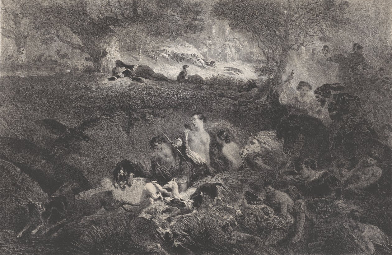 Drømme om jagt, 1858. af Célestin Nanteuil