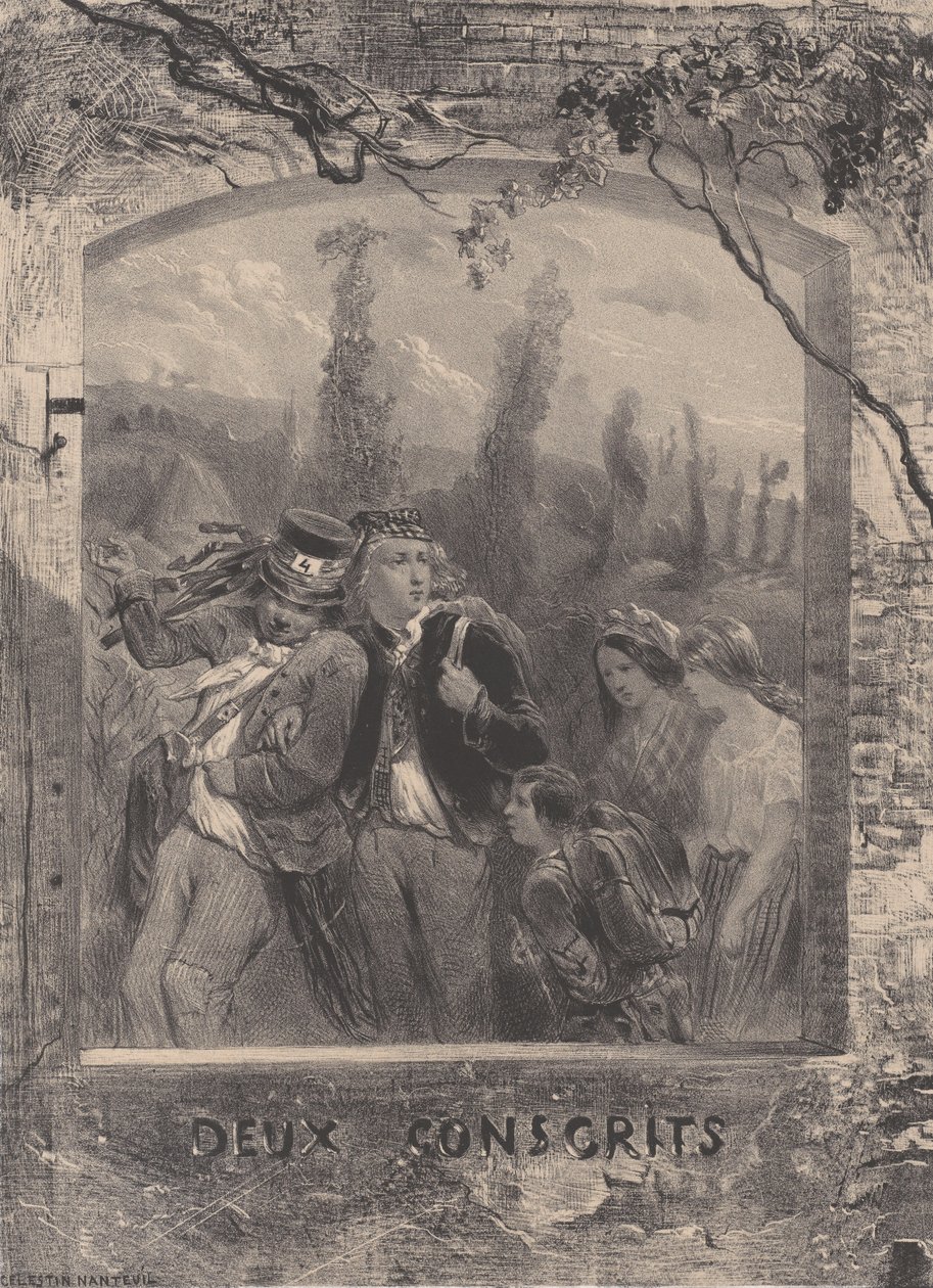 To værnepligtige, ca. 1830-70. af Célestin Nanteuil