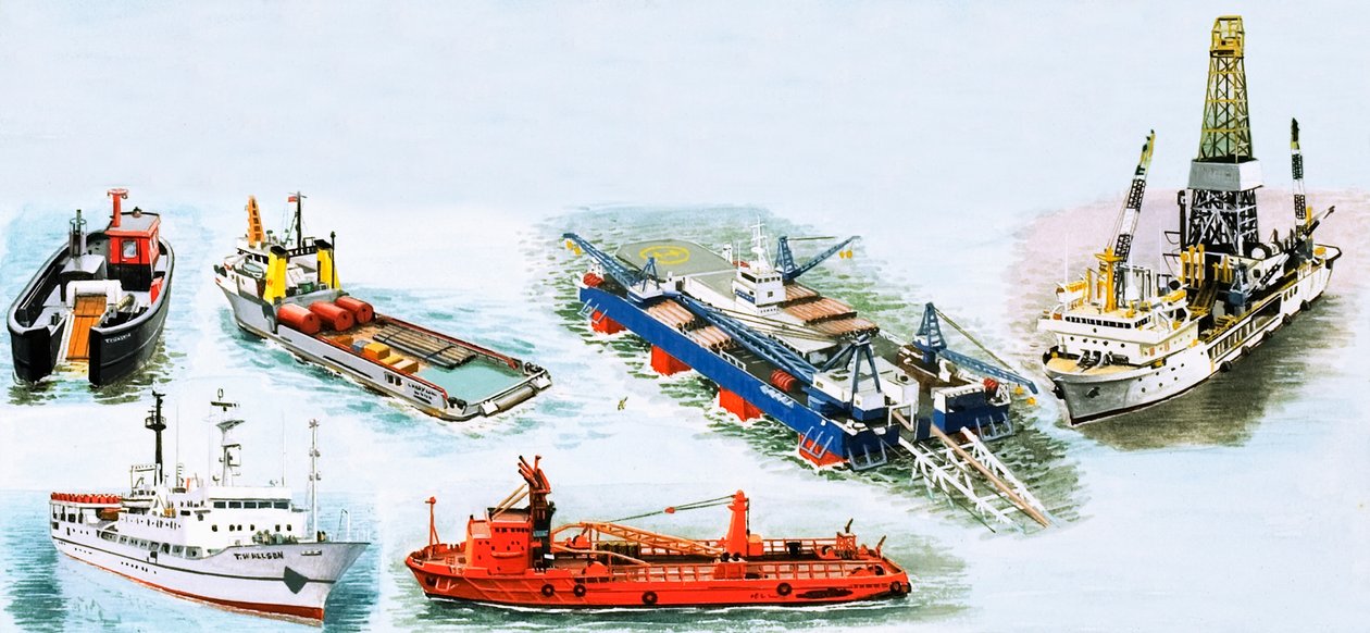 Skibe, der bruges til at finde olie, og forskellige fartøjer, der bruges til olieefterforskning af Clifford Meadway