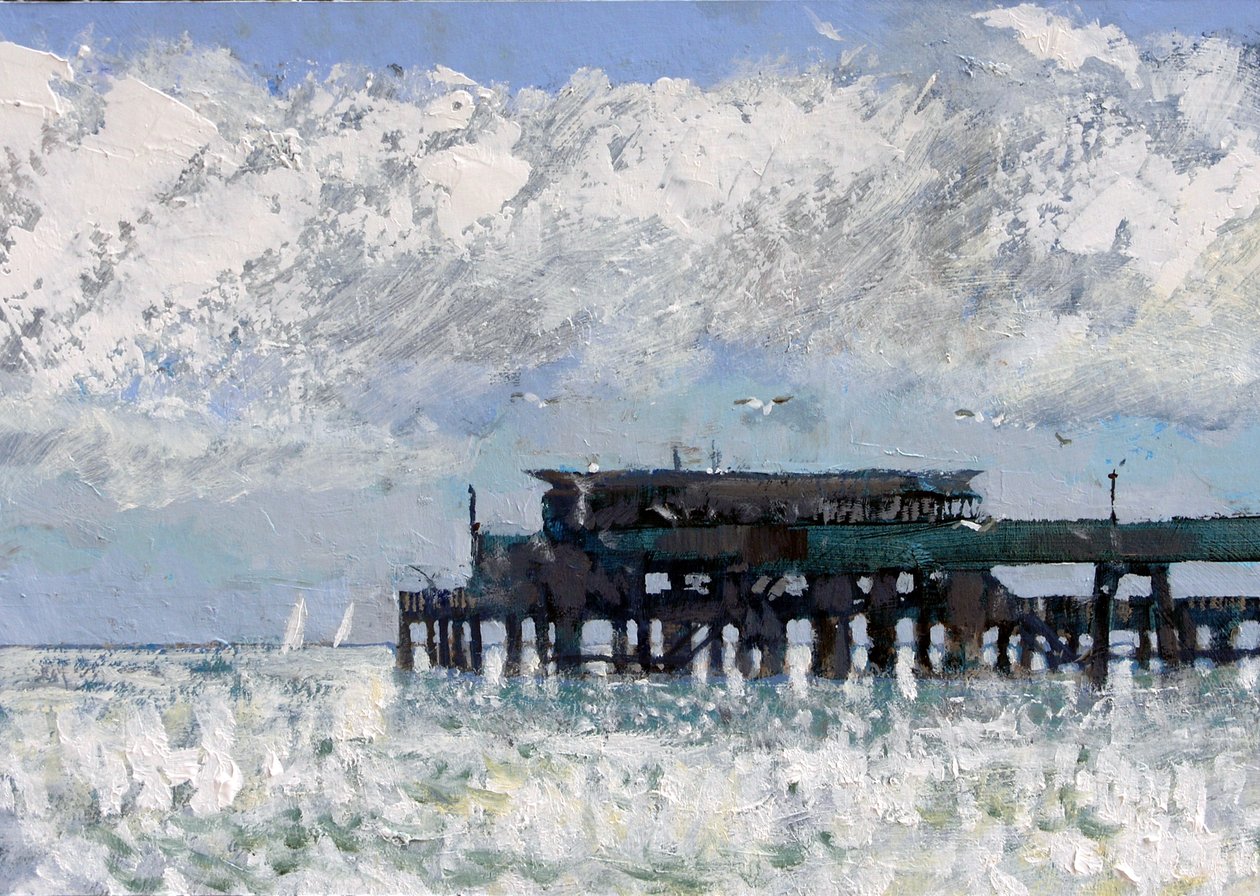 Deal Pier 2013, 2007 (akryl på tavle) af Clive Metcalfe