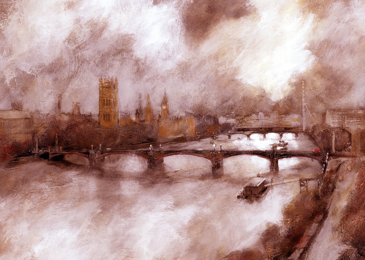 Lambeth, 2007 (akryl om bord) af Clive Metcalfe