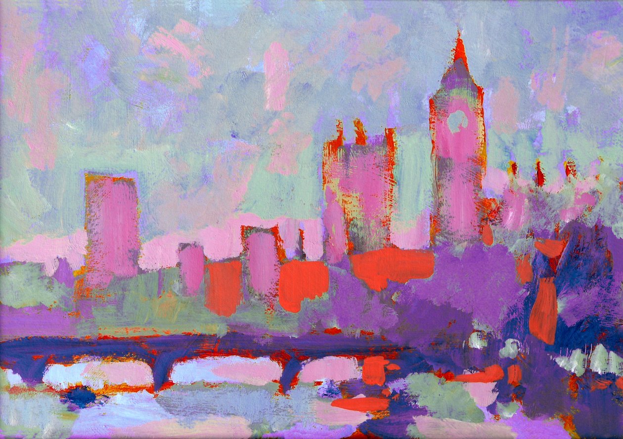 Westminster Fauve, 2007 (akryl om bord) af Clive Metcalfe