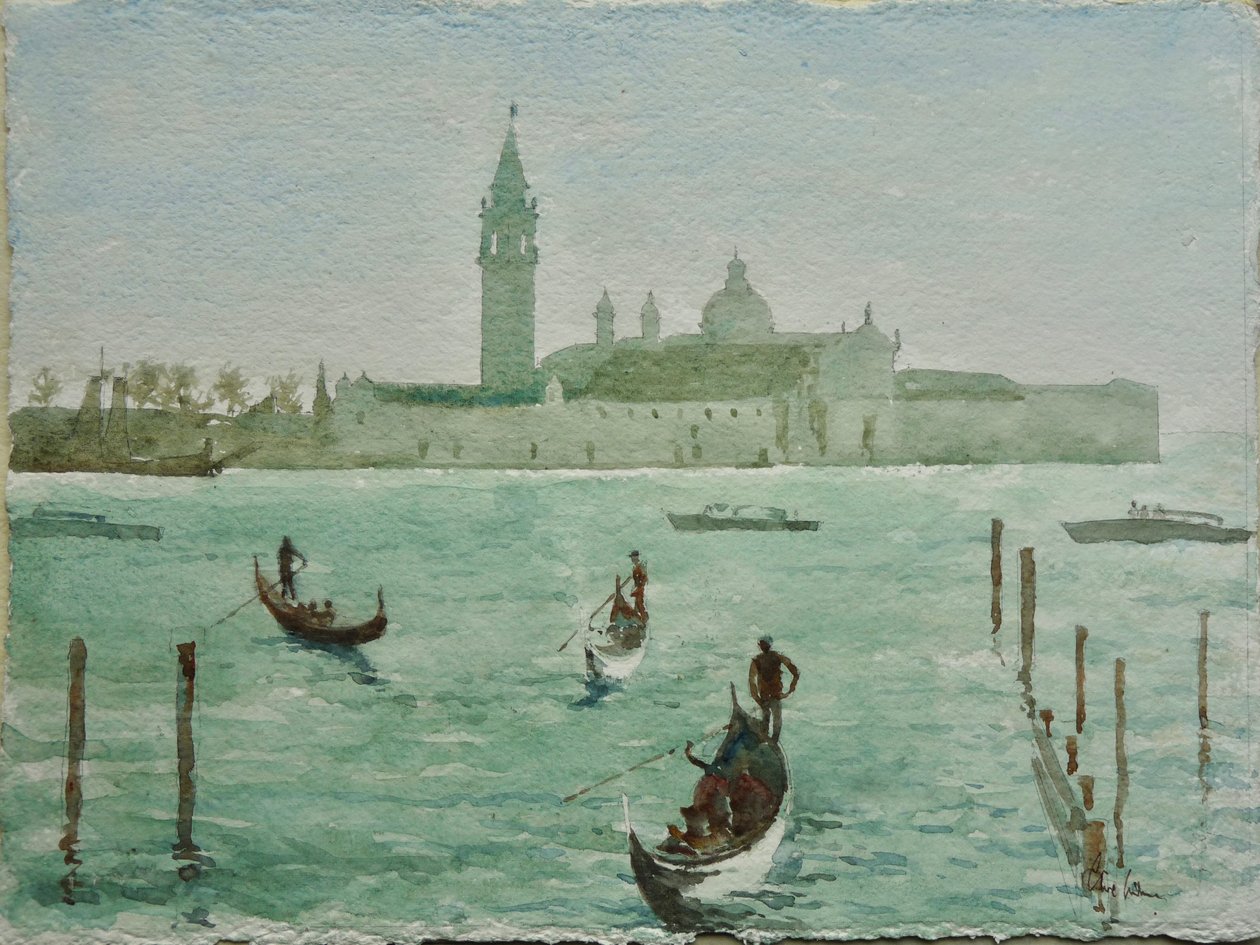 S.M.Maggiore, Sunny Winter Morning, 2020 (akvarelli) af Clive Wilson