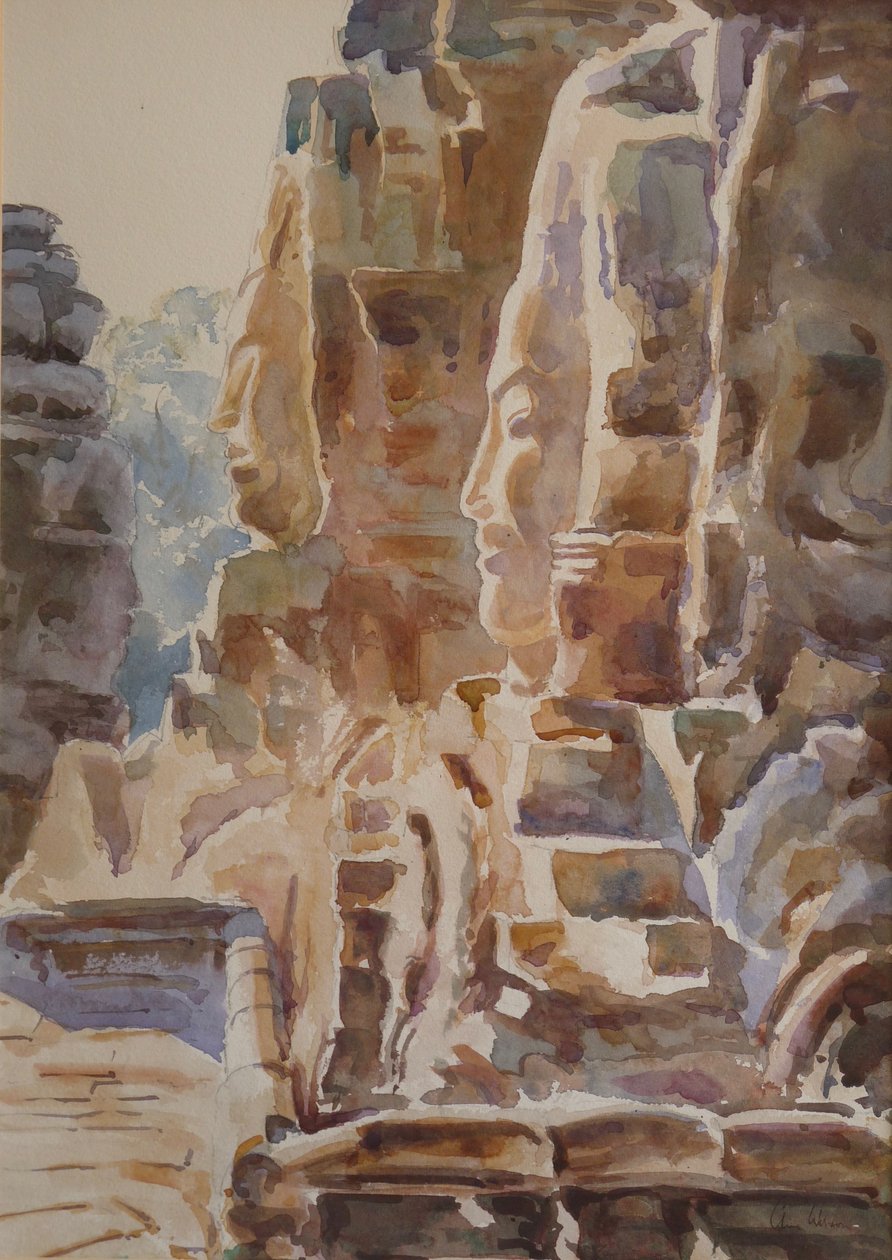 Bayon: Brændende varme, 2000 (akvarel) af Clive Wilson