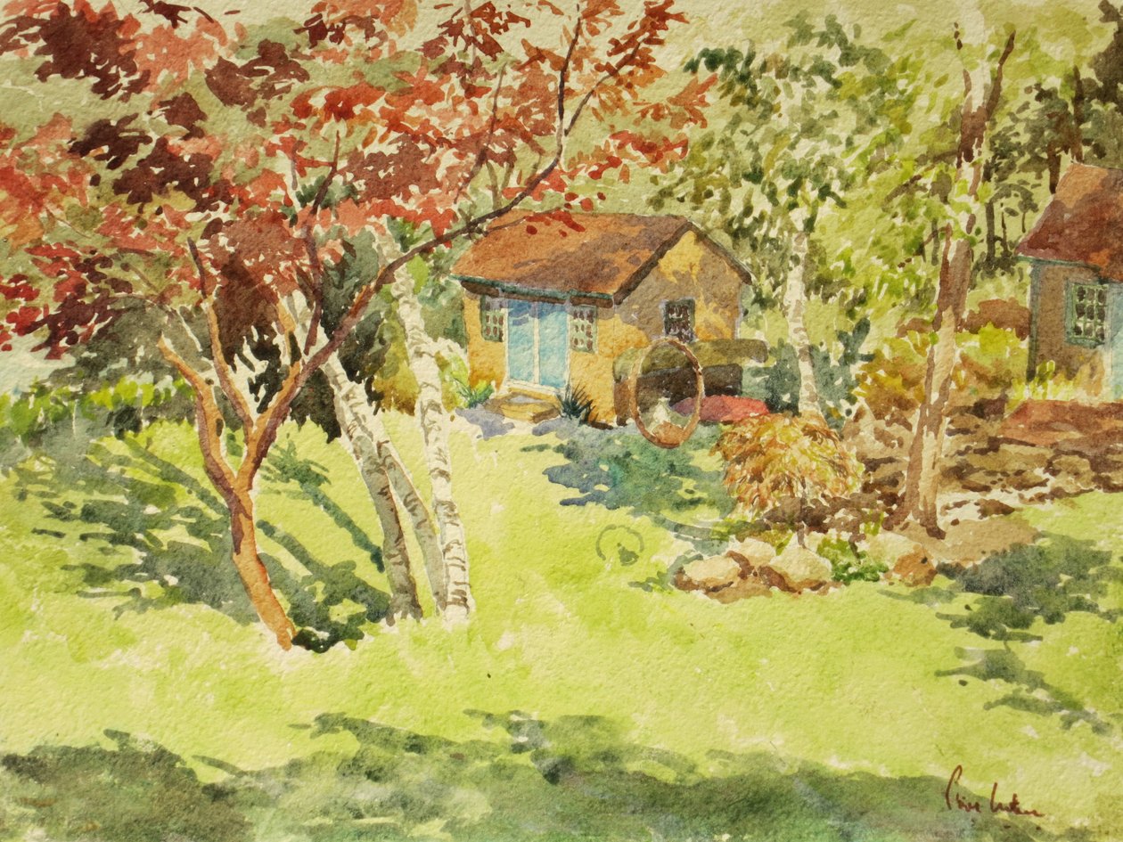 Det gule bådehus, 2015 (akvarel) af Clive Wilson