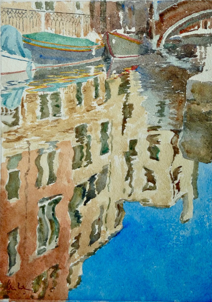 Winter Reflections, Rio Dei F, 2020 (akvarel) af Clive Wilson