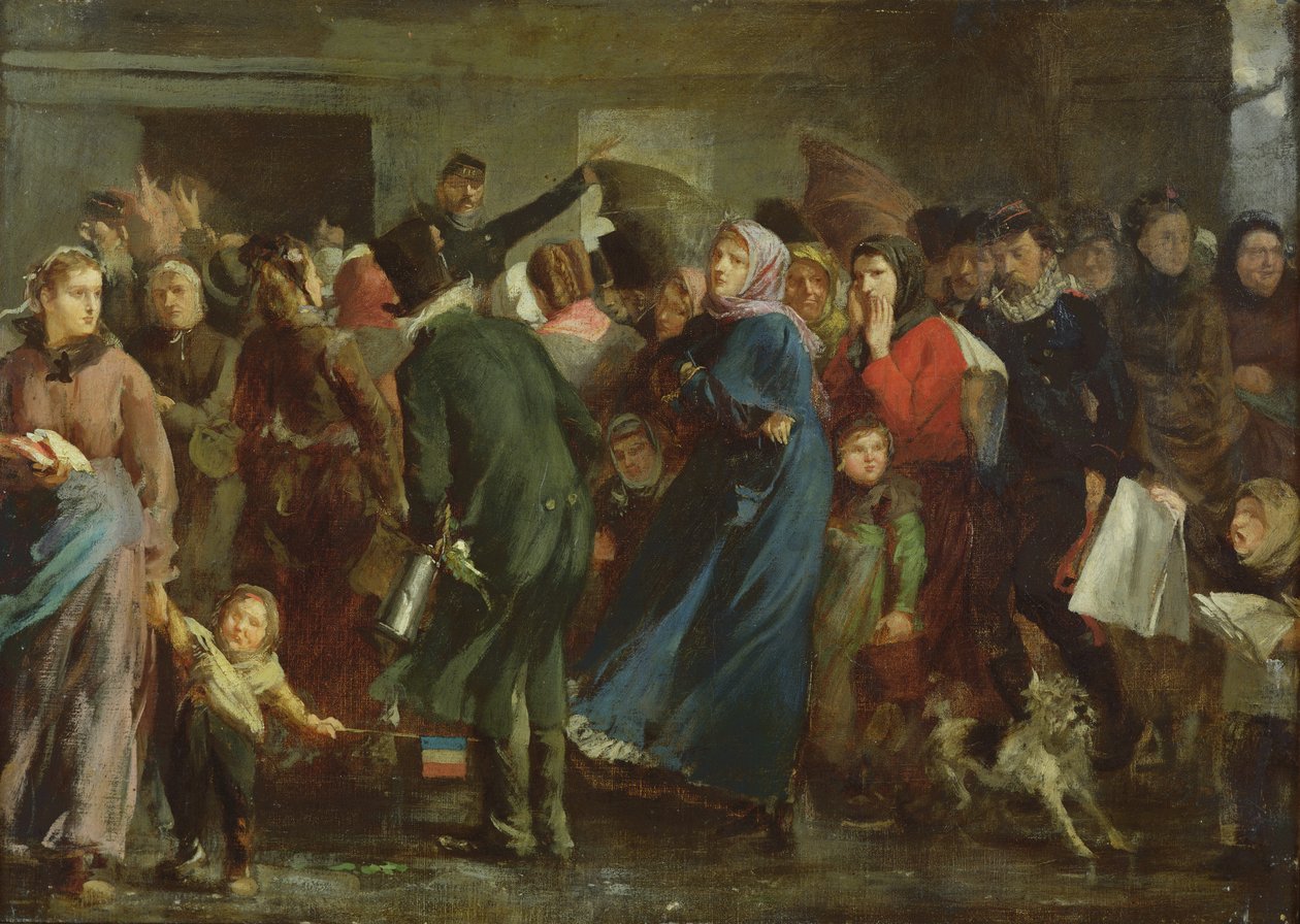 Kø ved slagterbutikken af Clément Auguste Andrieux