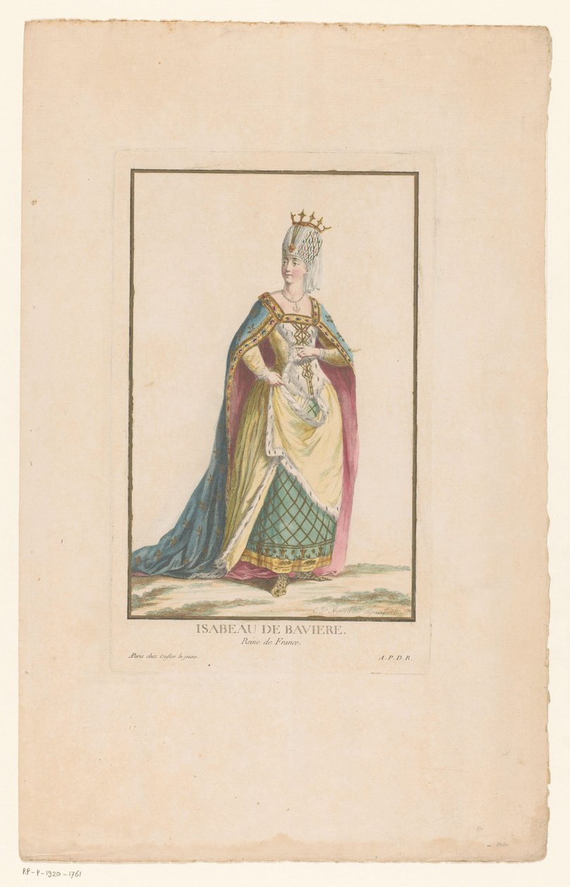Portræt af Isabella af Bayern, dronning af Frankrig Isabeau de Baviere Reine de France (titel på objektet) af Clément Pierre Marillier