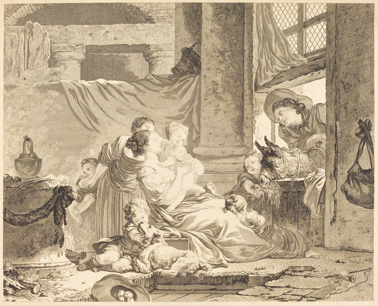 Bondefamilien af Clément Pierre Marillier after Jean Honoré Fragonard