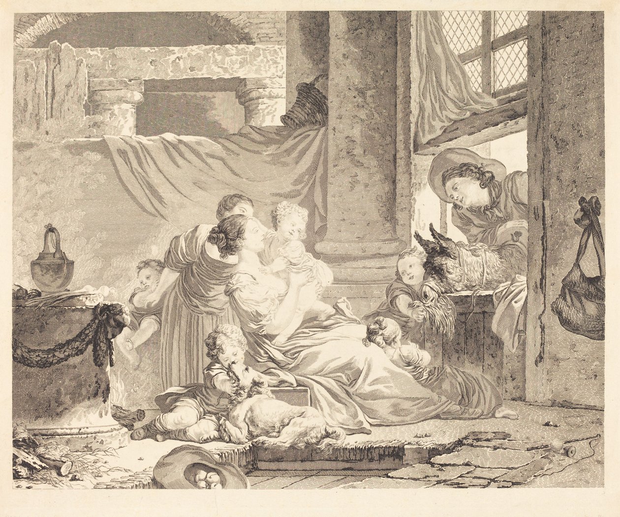 Bondefamilien af Clément Pierre Marillier after Jean Honoré Fragonard