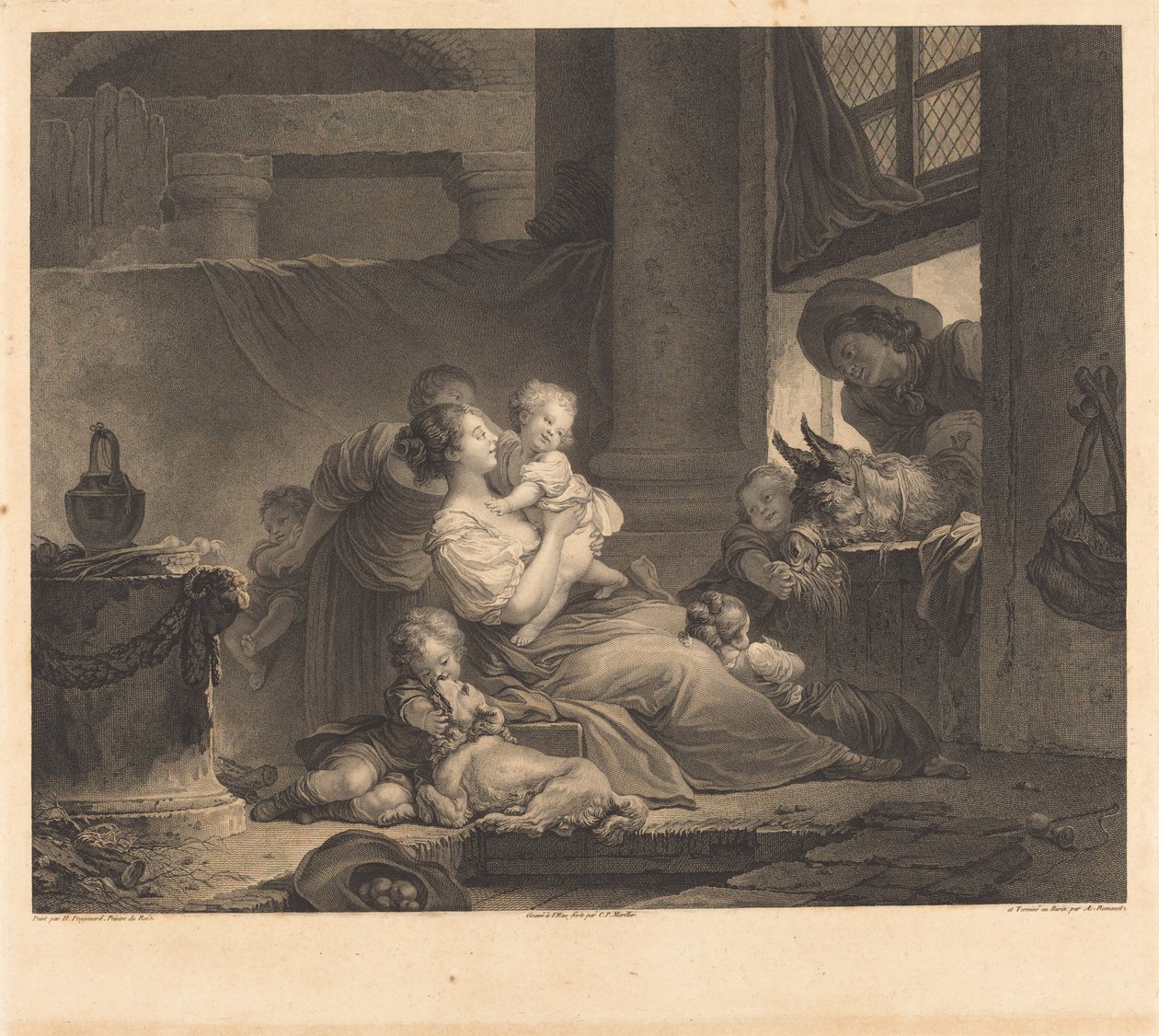 Bondefamilien af Clément Pierre Marillier and Antoine Louis Romanet after Jean Honoré Fragonard