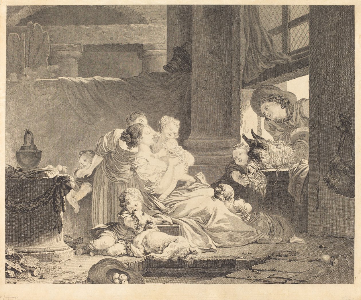 Bondefamilien af Clément Pierre Marillier and Antoine Louis Romanet after Jean Honoré Fragonard
