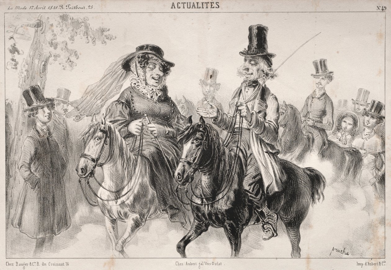 Nyheder: Fortæl mig, Madame Miroton, det ser ud til, at det er os, der har sat tonen..., 1841. af Clémente Pruche