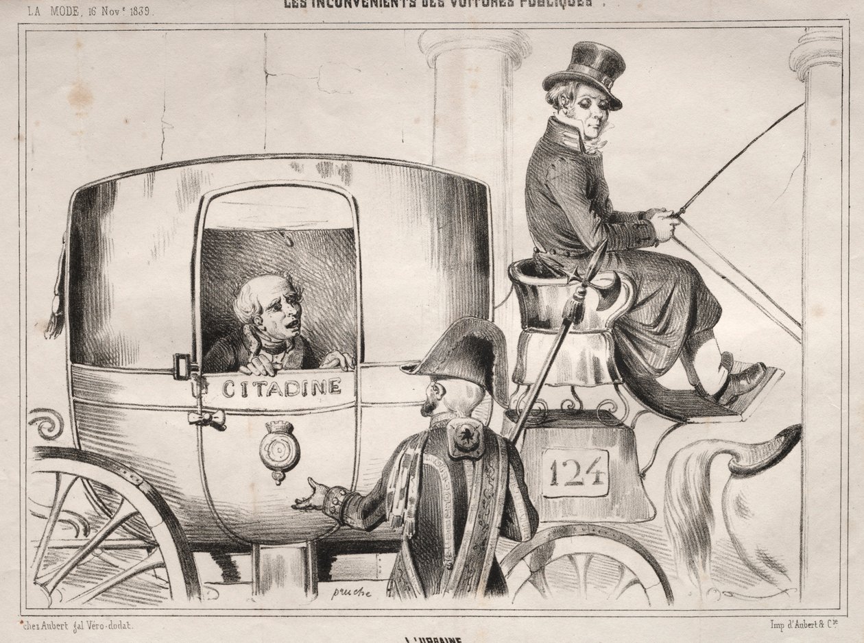 Nyheder: Ulemperne ved offentlige biler: Lurbaine, 1839. af Clémente Pruche