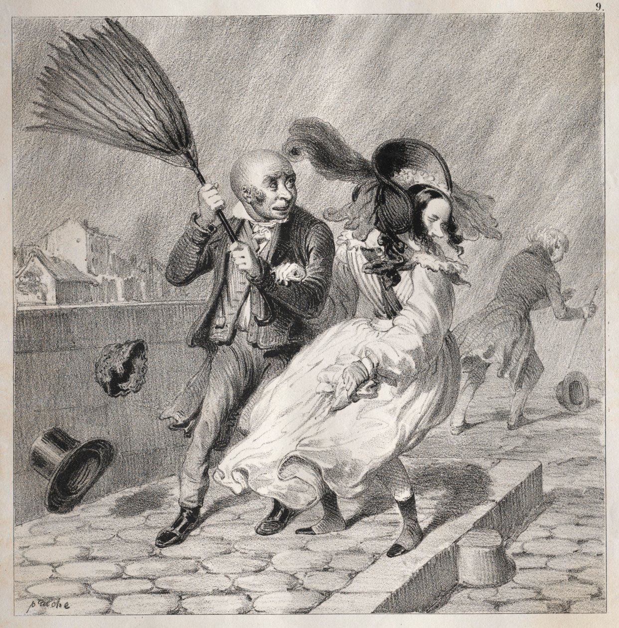 Bambochades: Kan du se, at mit barometer er i godt vejr!...det er en rig tid for..., 1841. af Clémente Pruche