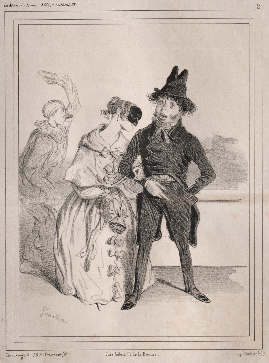 Carnival Pochades: Det er enestående! hun fortæller mig, at jeg er Philibert Désormeaux, og at jeg passerer for en imbecille!! ....hvor fanden vidste hun det? af Clémente Pruche