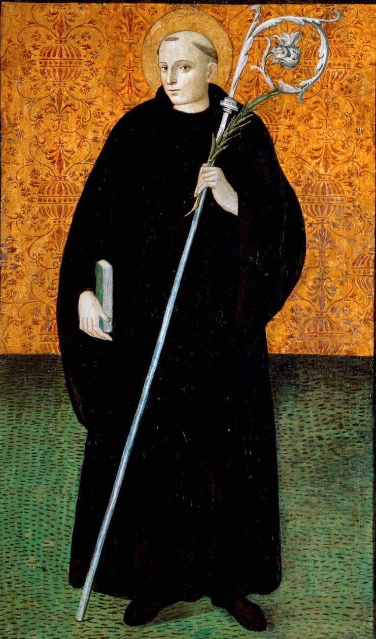 Saint Placide, Benedictine Monk Wood Painting by Nicola Filotesio dit Cola del "Amatricedani af Cola dellAmatrice