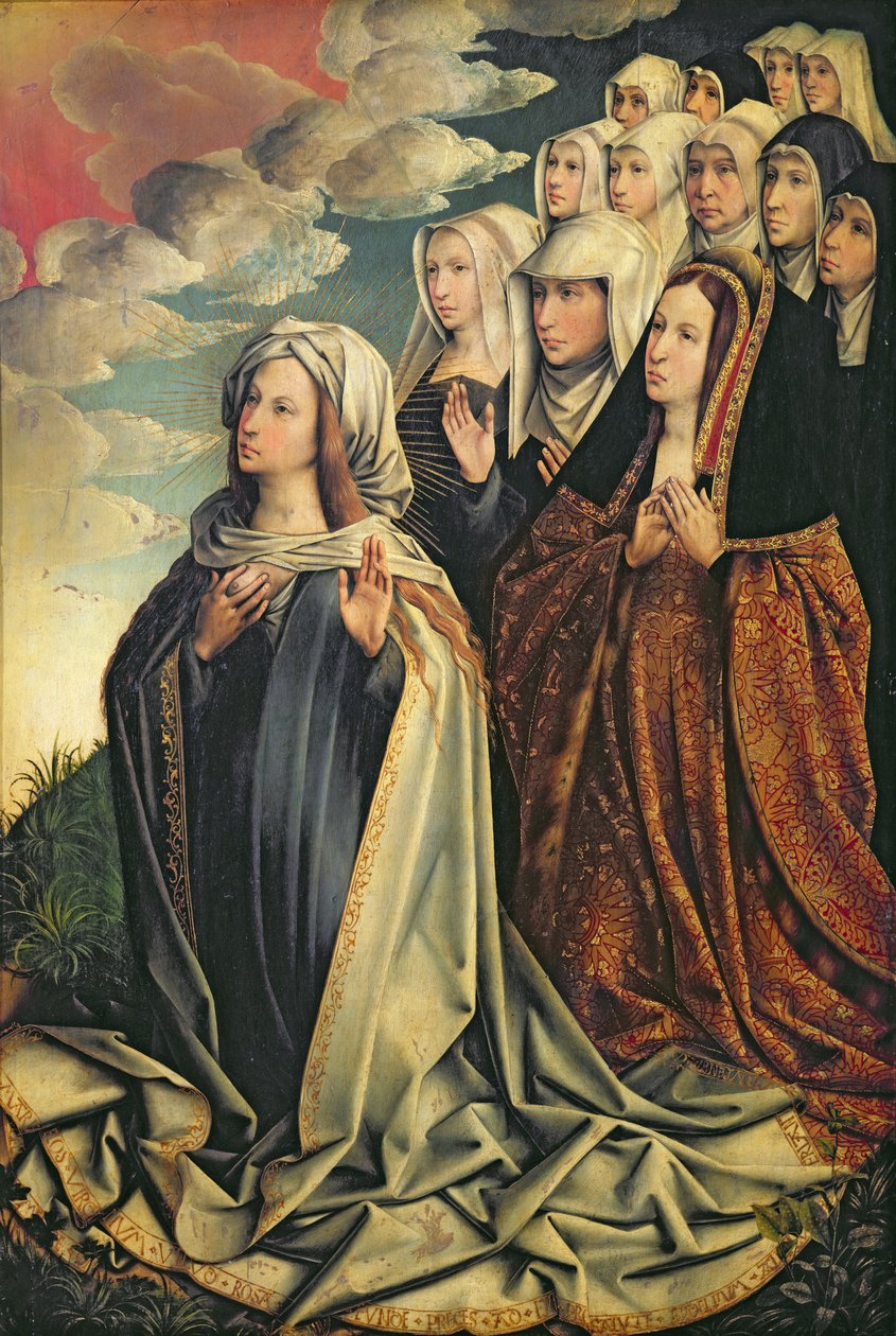 Mary the Mediator med Joanna den Gale (1479-1555) og hendes følge, højre panel fra en altertavle (se også 223222) af Colijn de Coter