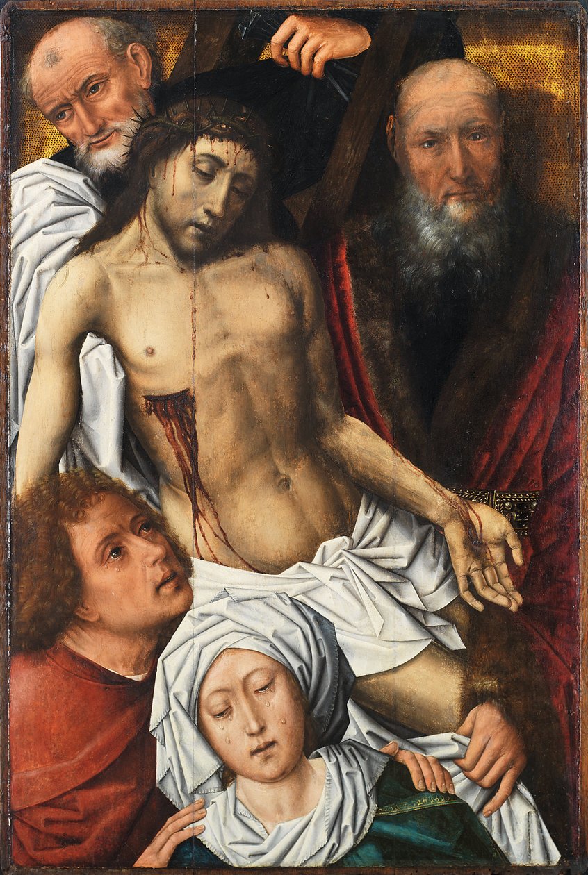 Nedstigningen fra korset - Maleri af Colijn De Coter (omkring 1440 eller 1445-1522 eller 1532), olie på træ, omkring 1500, 98x65 cm - Nedstigningen fra korset, Olie på træ af Colijn De Coter - Museo de Bellas Artes de Bilbao af Colijn de Coter