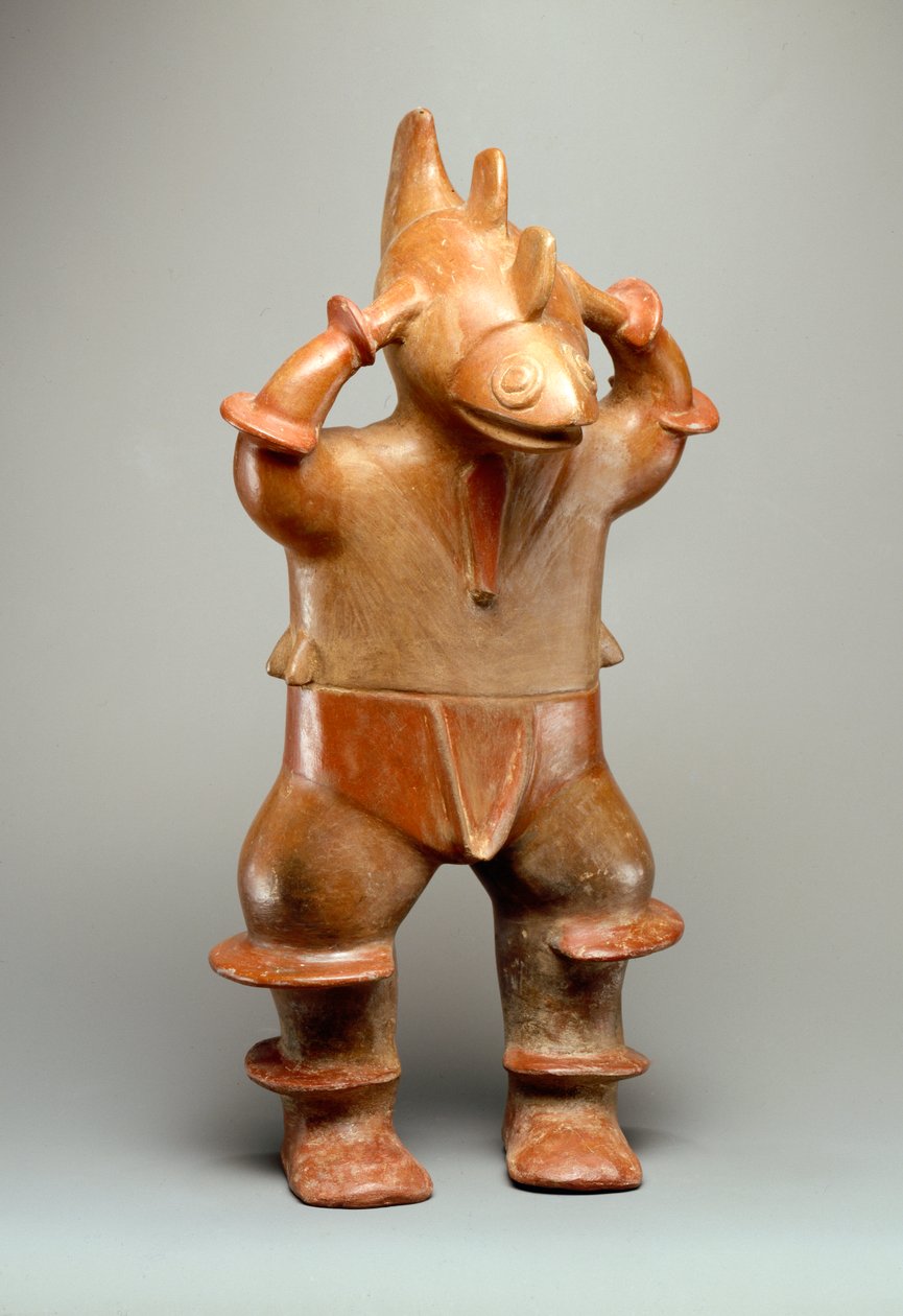 Mandsfigur med haj (lertøj) af Colima Culture