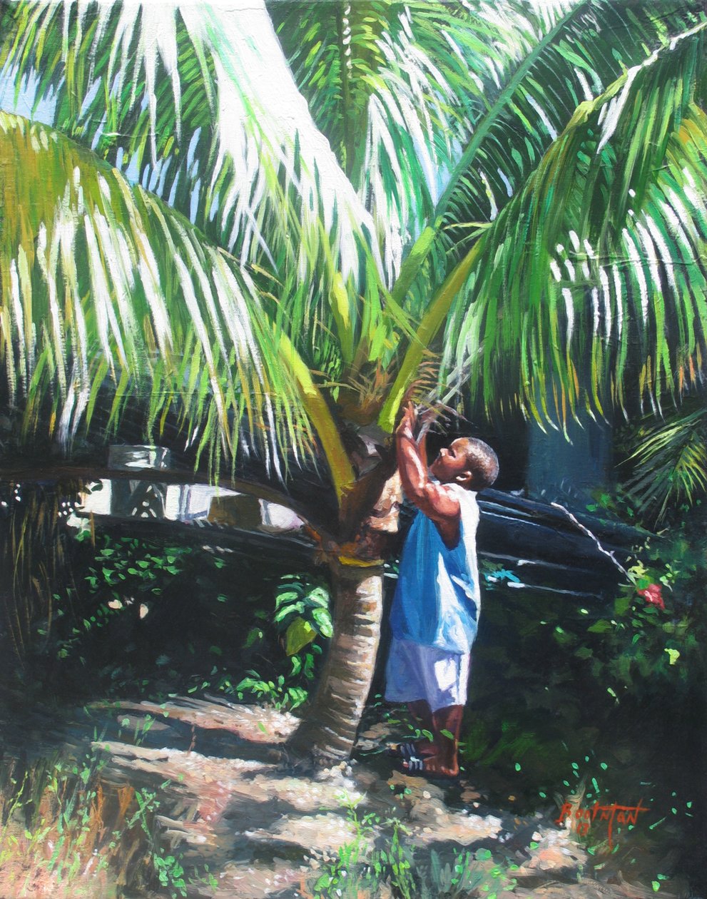 Coconut Shade, 2014, (olie på linned) af Colin Bootman