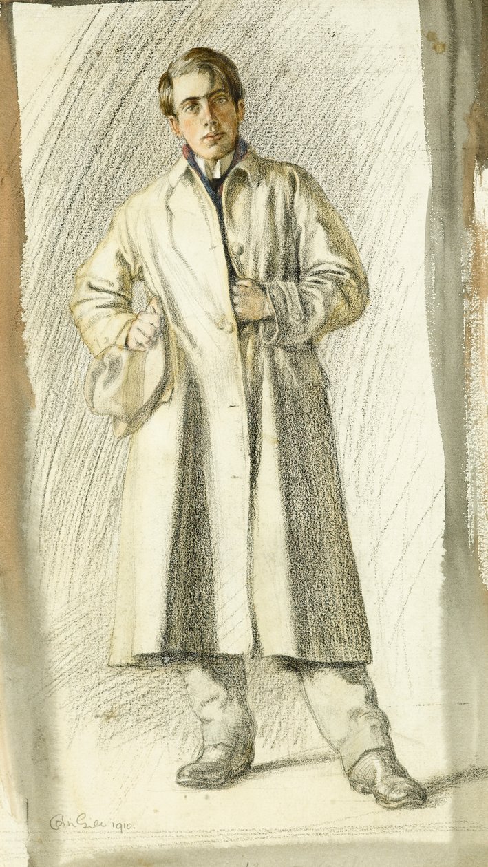 Portræt af en ung mand med frakke og hat, 1910 af Colin Unwin Gill