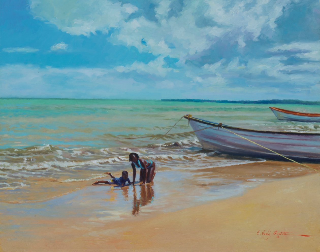 Glat sand, 2018 (olie på linned) af Colin Bootman