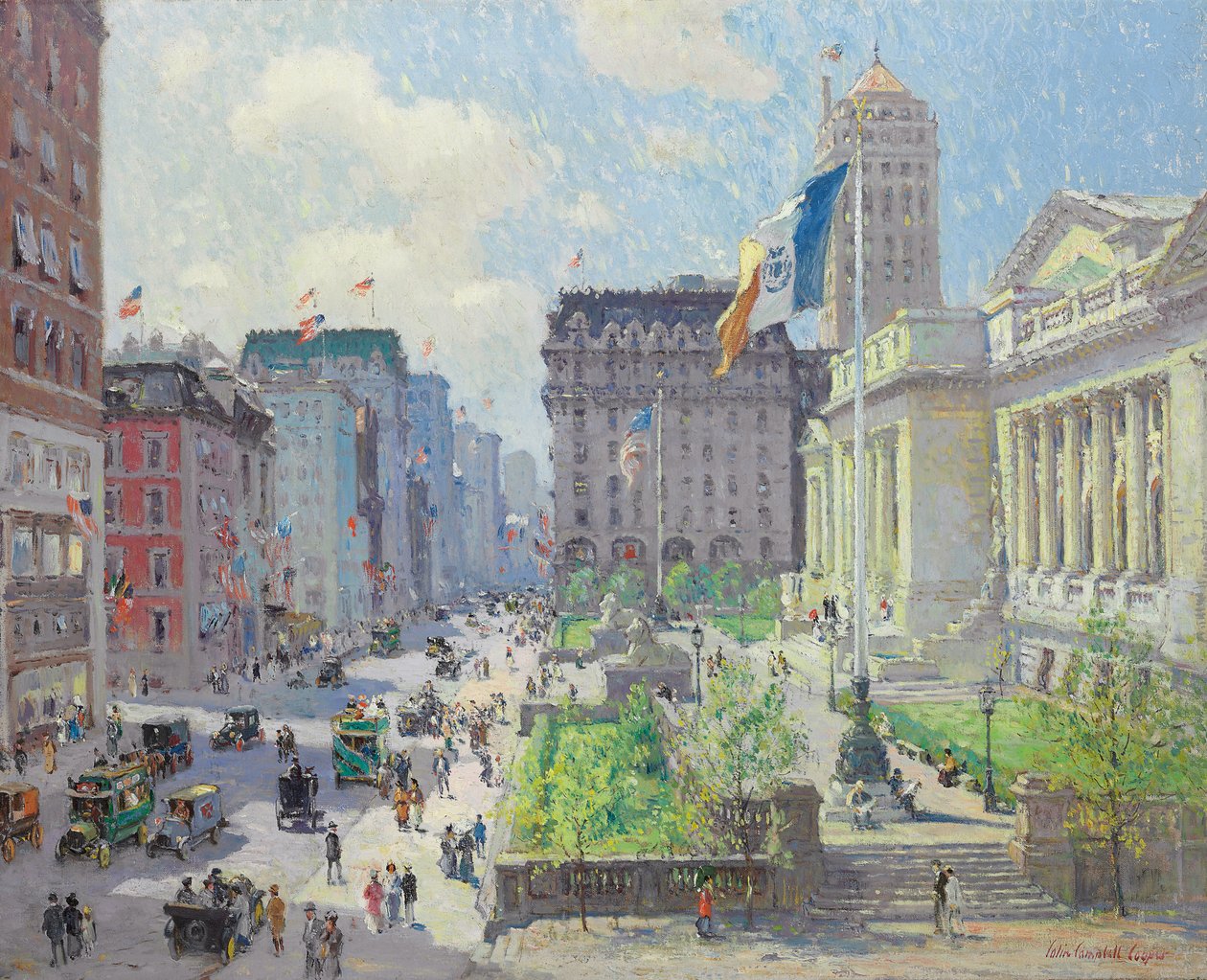 New York Public Library (olie på lærred) af Colin Campbell Cooper
