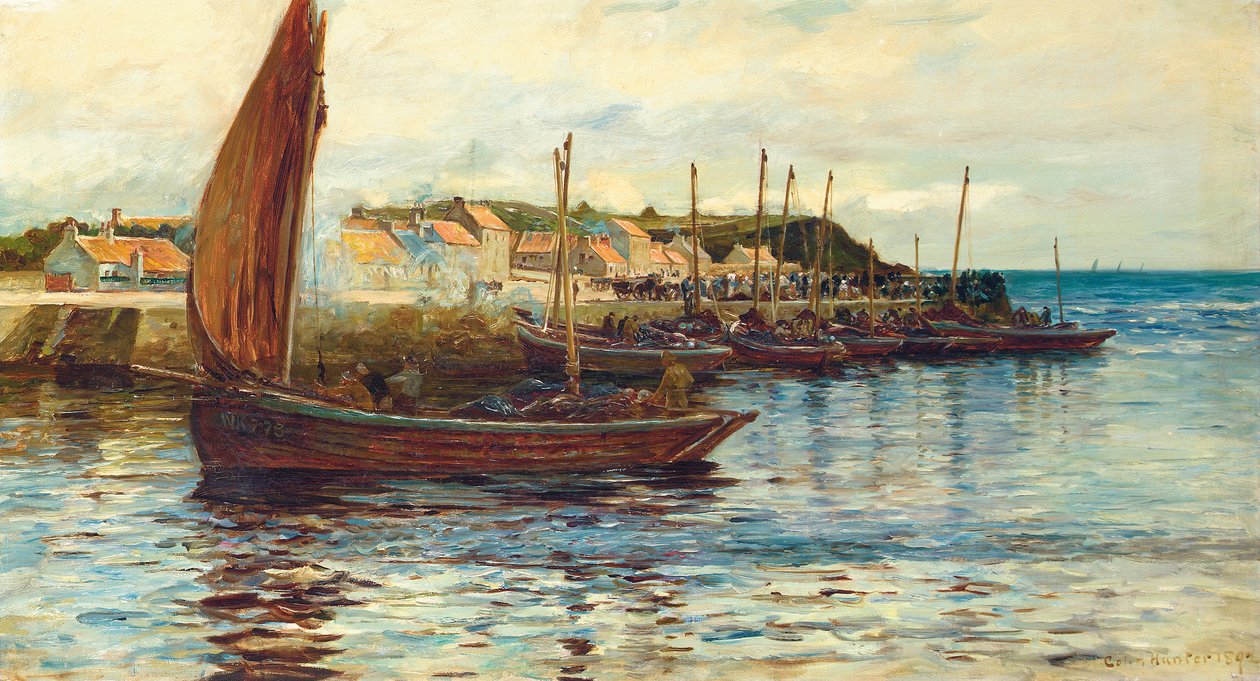 Skibsfart i havnen i Oban, 1892 af Colin Hunter