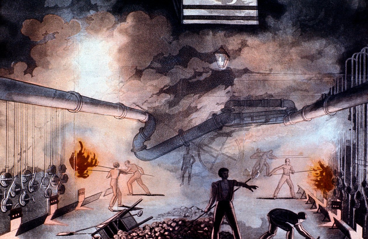 Opladning svarer ved Gas Light Establishment, Brick Lane, London, 1822 af Colin Mackenzie