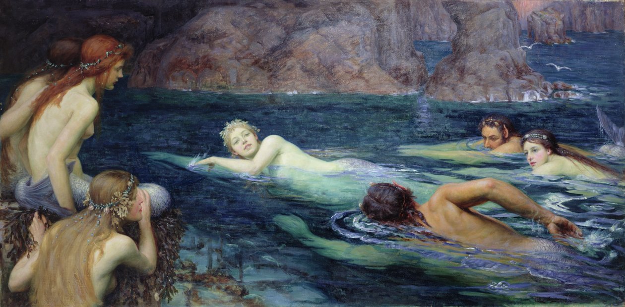 Et kapløb med havfruer og tritoner, 1895 af Collier Twentyman Smithers