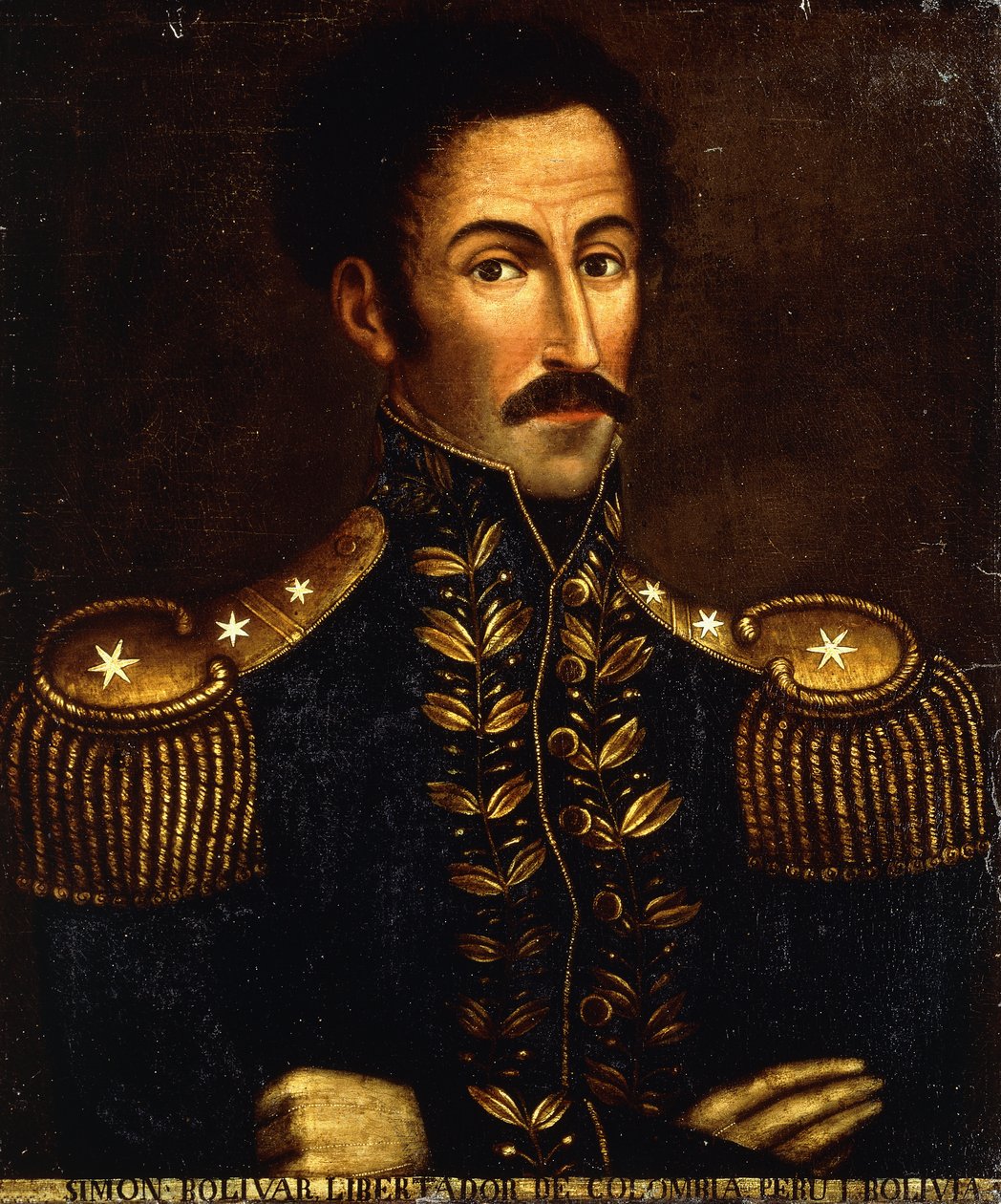 Portræt af Simon Bolivar; Portræt af Simon Bolivar, ca. 1925 af Colombian School