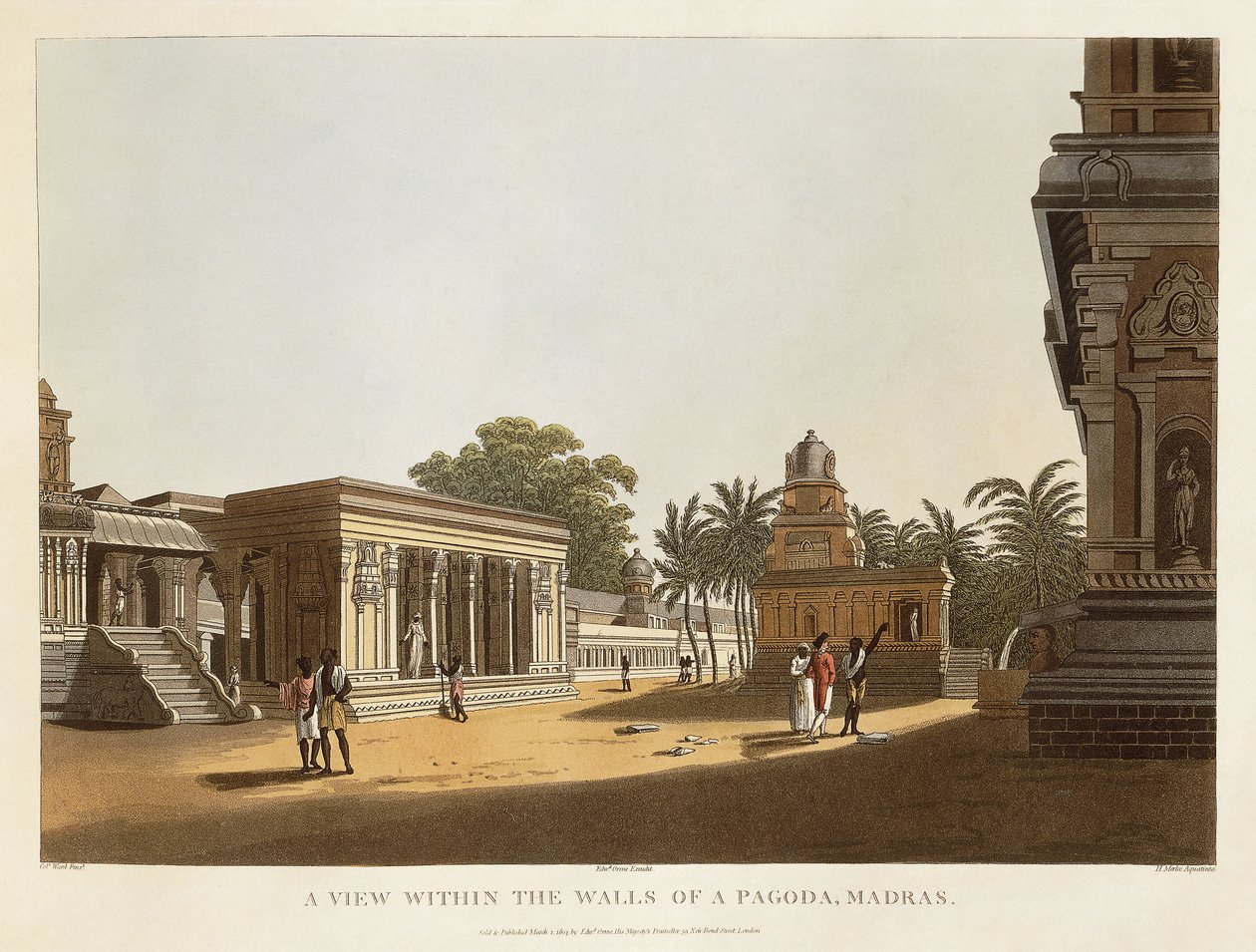 A View within the Walls of a Pagoda, Madras, fra "A Brief History of Ancient and Modern India", af Blagdon, Daniell, Ward and Hunter, 1804 af Colonel Francis Swain Ward