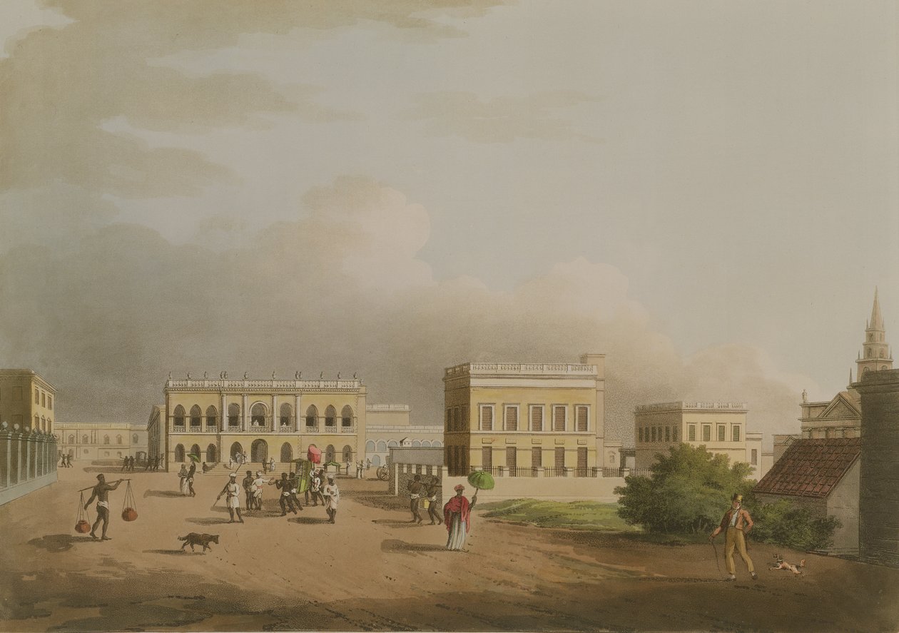 The Old Court House, Calcutta, plade 17 fra Twenty Four Views i Hindostan, indgraveret af Harradon, pub. af Edward Orme (1774-c.1820) 1805 (akvatinte) af Colonel Francis Swain Ward