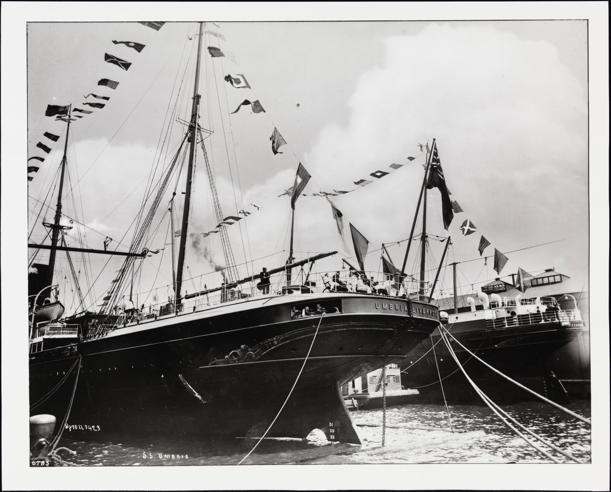 Agterstævnen af S.S. "Umbria" i dok, ca. 1900 (s/h foto) af Company Byron