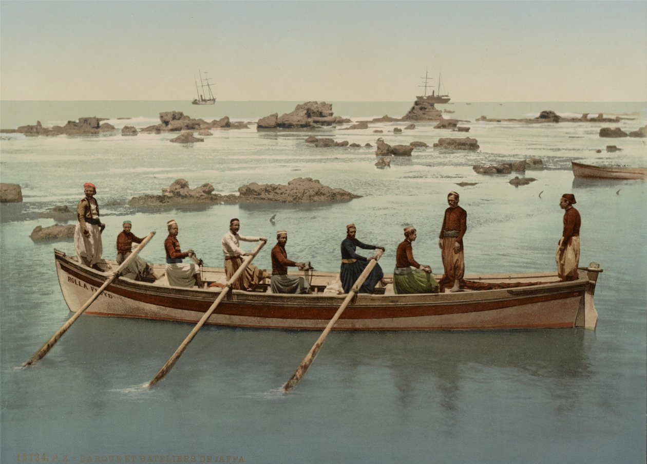 Bådsmænd, Jaffa, Israel, ca. 1890-1906 (fotokromtryk) af Company Photoglob