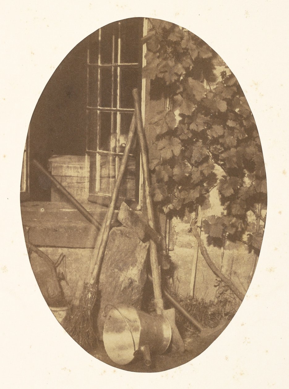 [Stilleben med haveudstyr] af Comte Olympe Aguado