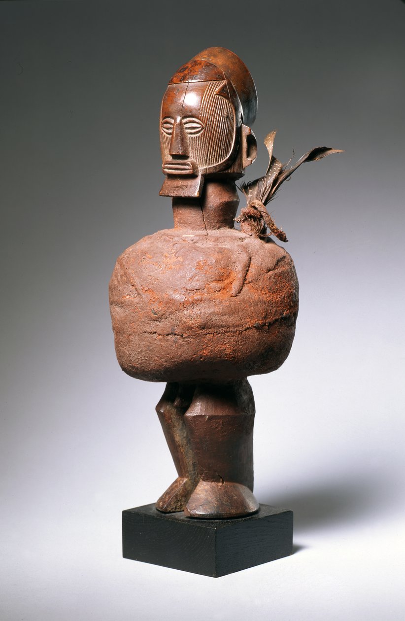 Nkisi Spiritual Figure (træ, ler, tekstil og fjer) (se også 181653) af Congolese