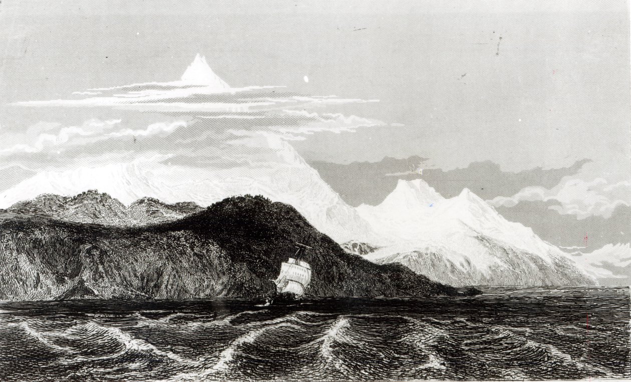 Mount Sarmiento, graveret af Thomas Landseer (1795-1880) af Conrad Martens