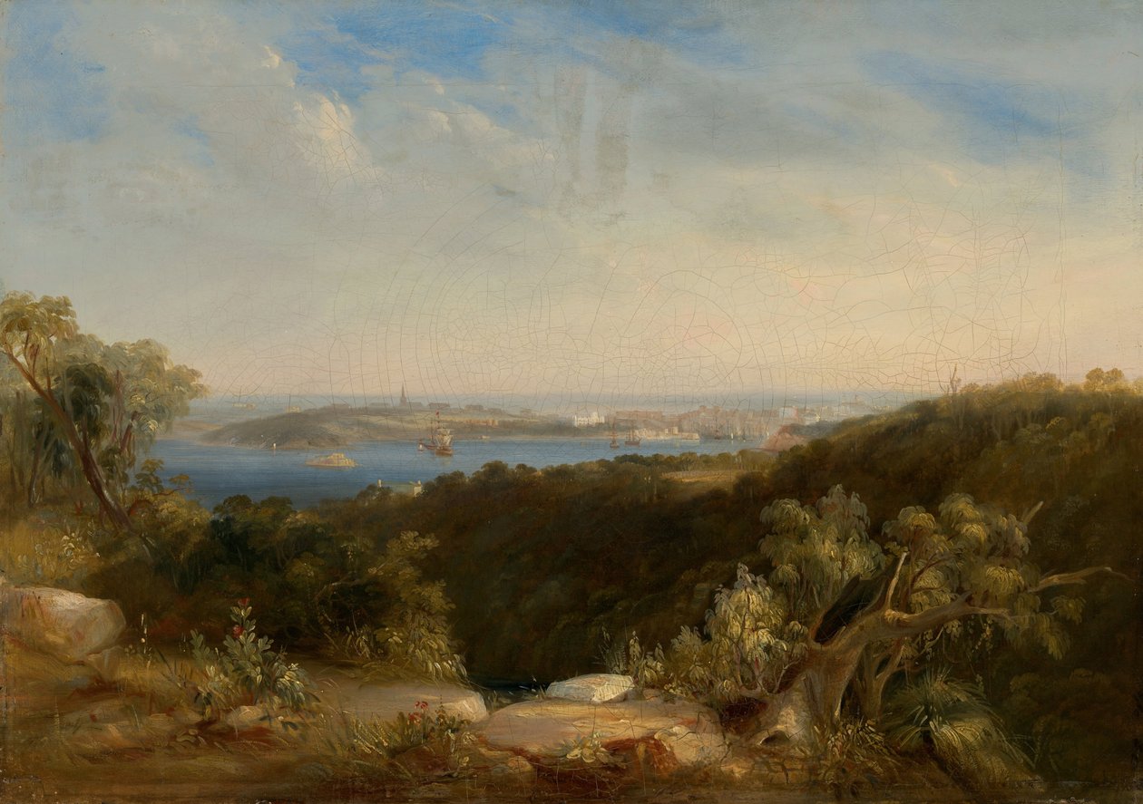 Udsigt over Sydney Harbour, der viser Sydney Cove af Conrad Martens