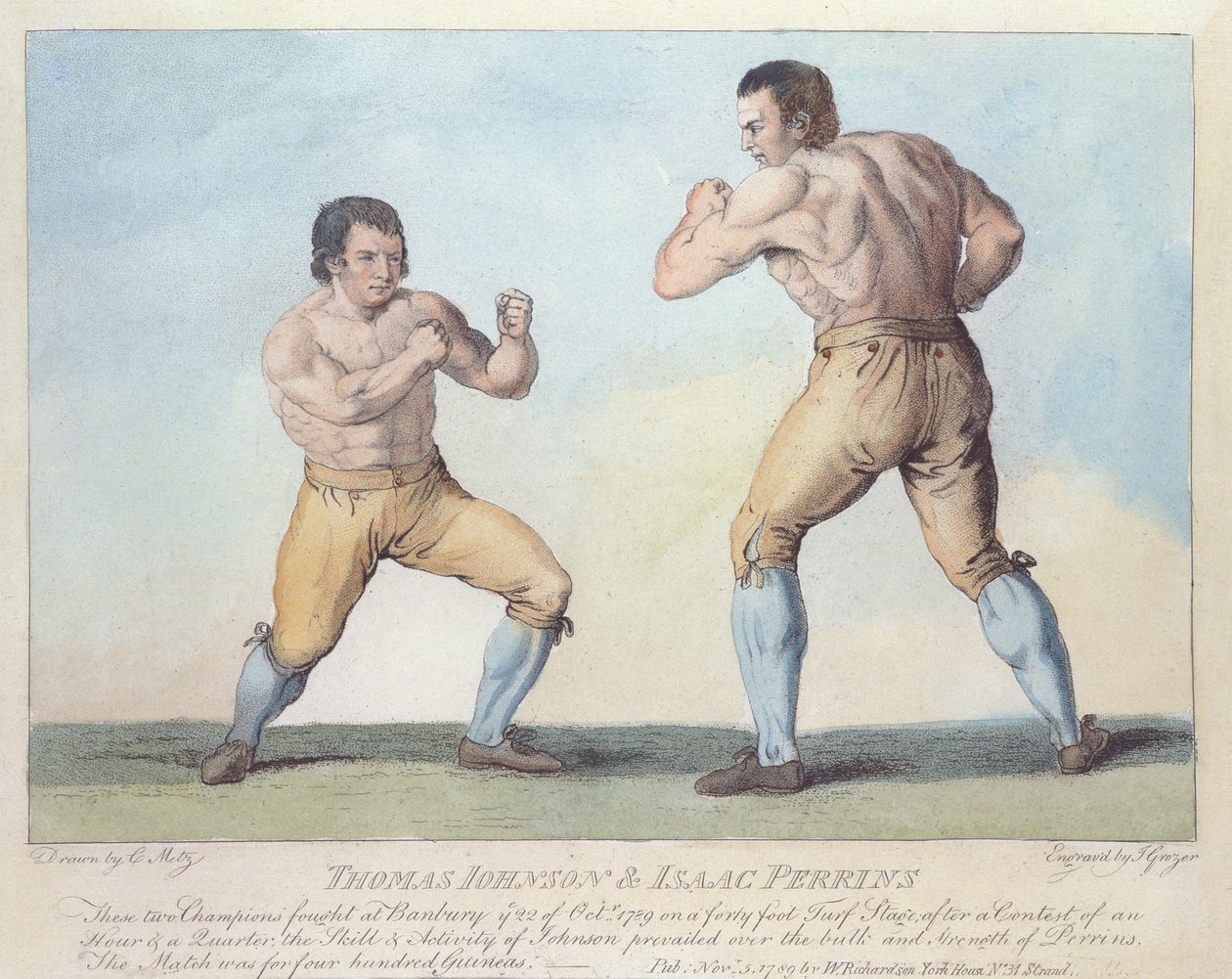 Boksekamp mellem Thomas Johnson og Isaac Perrins, indgraveret af T. Grozer, 1789 af Conrad Martin Metz