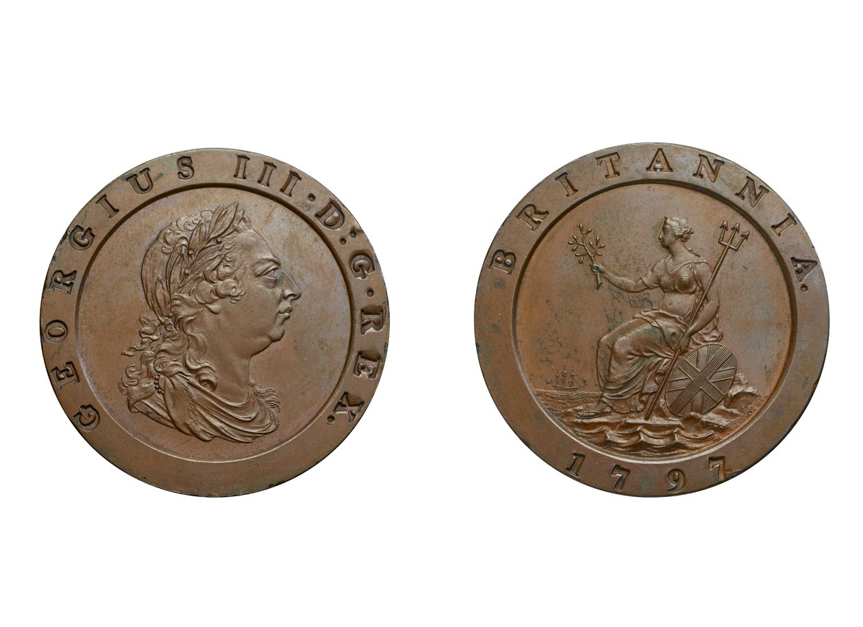Cartwheel twopence, 1797 (bronze) af Conrad Heinrich Küchler