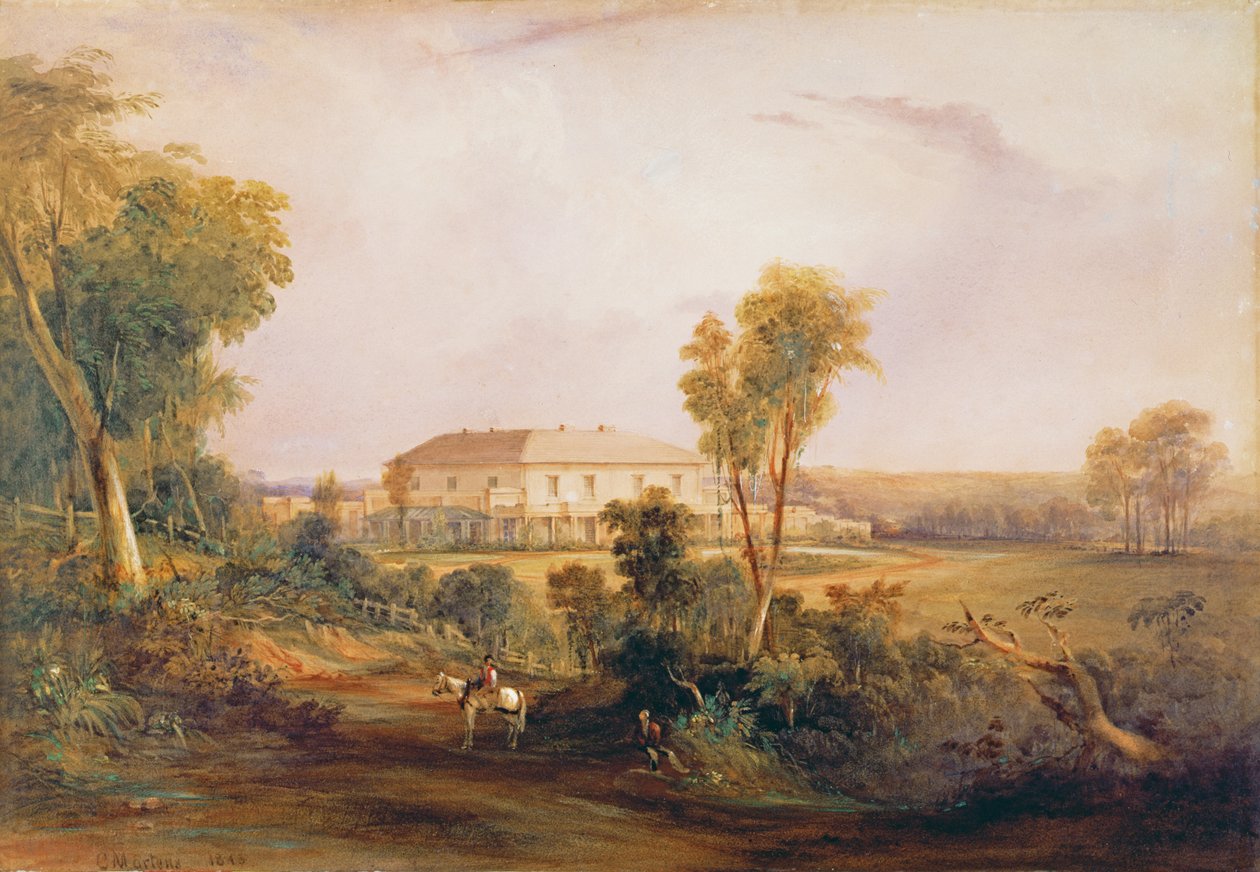 Camden Park House, hjemsted for John MacArthur (1767-1834), 1843 af Conrad Martens