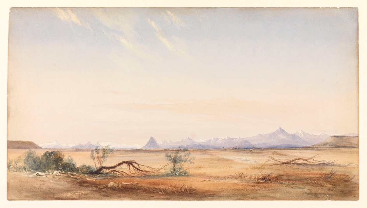 Andesbjergene, set fra Mystery Plain, nær Santa Cruz, ca. 1878 (akvarel) af Conrad Martens