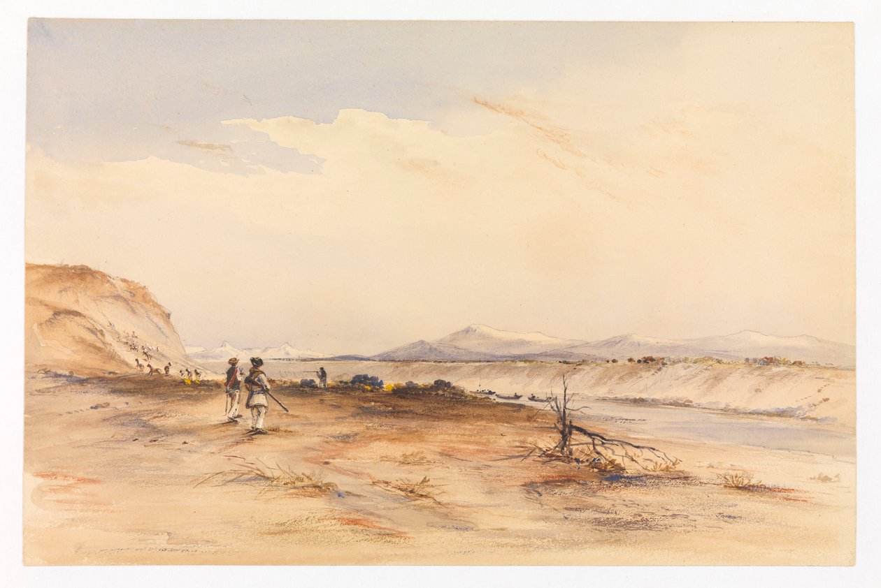 Jagt ved Santa Cruz-floden, ca. 1878 (akvarel) af Conrad Martens