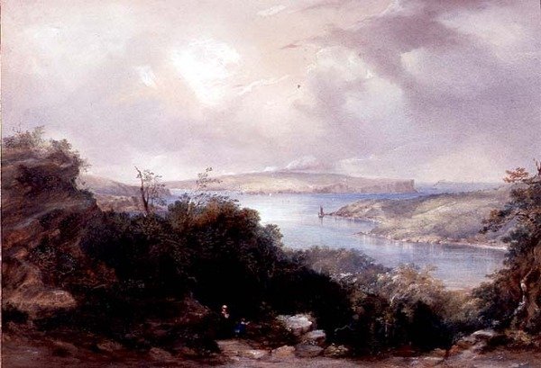 Sydney havn ser mod North Head af Conrad Martens