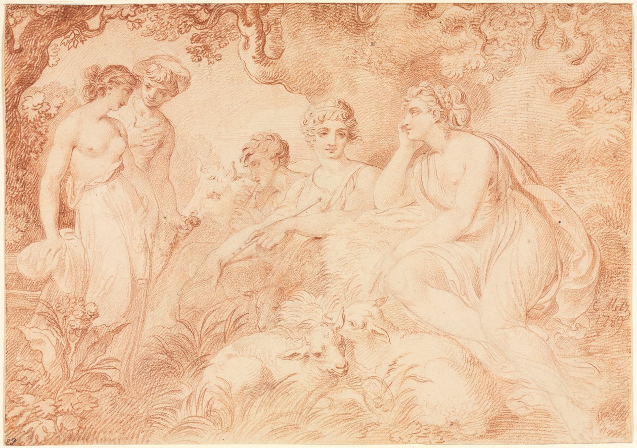 Hyrder og hyrdeinder, 1789. af Conrad Martin Metz