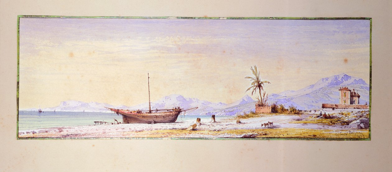 Bordighera Beach, af Consalvo Carelli (1818-1900), Italien af Consalvo Carelli